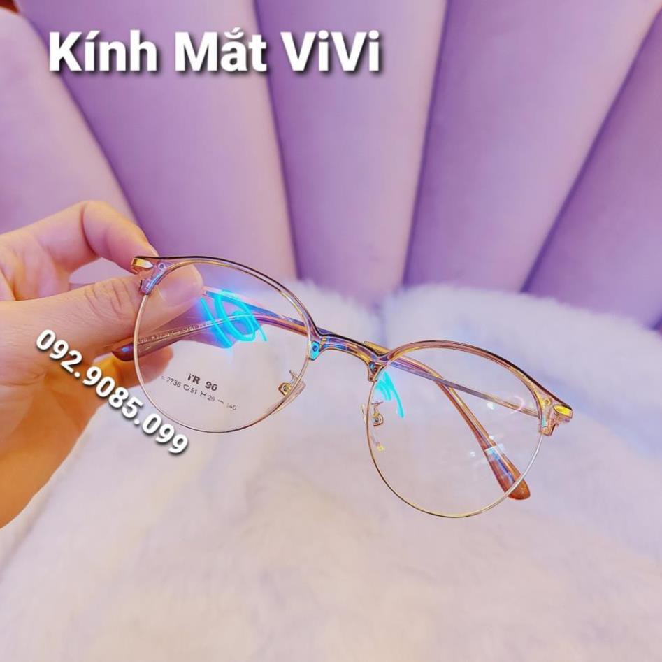 Gọng kính cận kim loại dáng tròn Nam Nữ V2736 - Kính thời trang 0 độ