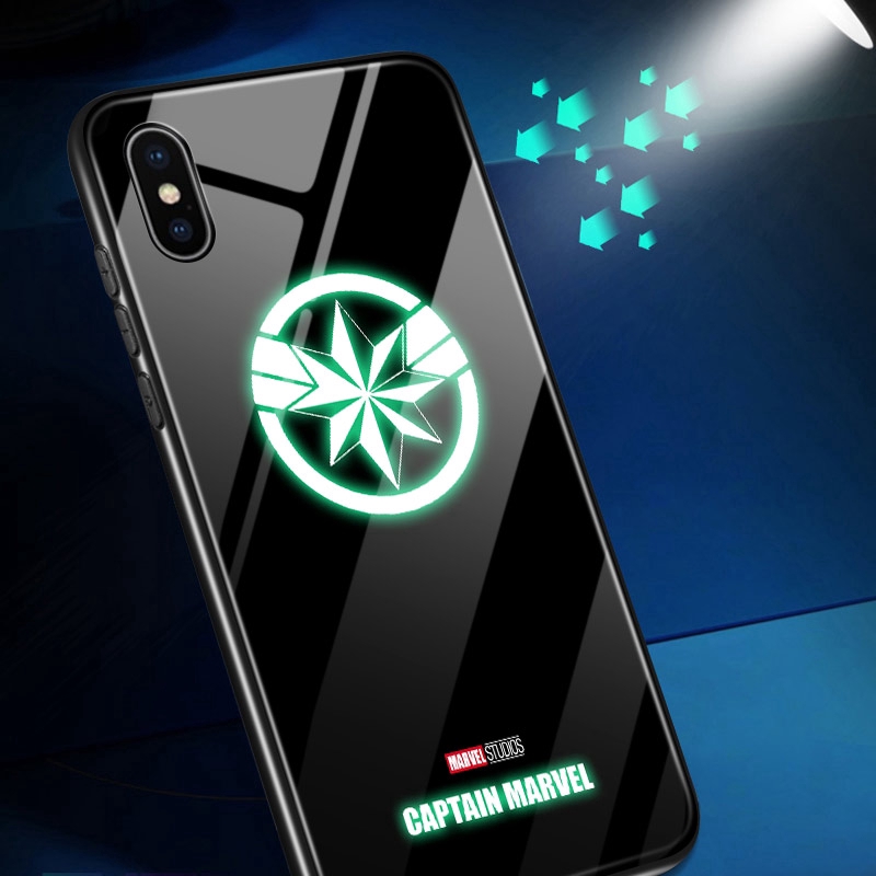 【Luminous Glass Casing】 Samsung Galaxy S9 S8 S7 Edge Plus S8+ S9+ Cho Ốp lưng điện thoại In Hình Anime hero dạ quang