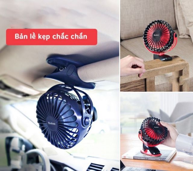 Quạt kẹp sạc Yoobao mini cầm tay di động 6400MAH, xoay 360 độ, 3 cấp độ gió- HÀNG CHÍNH HÃNG (TẶNG KÈM HỘP) | BigBuy360 - bigbuy360.vn