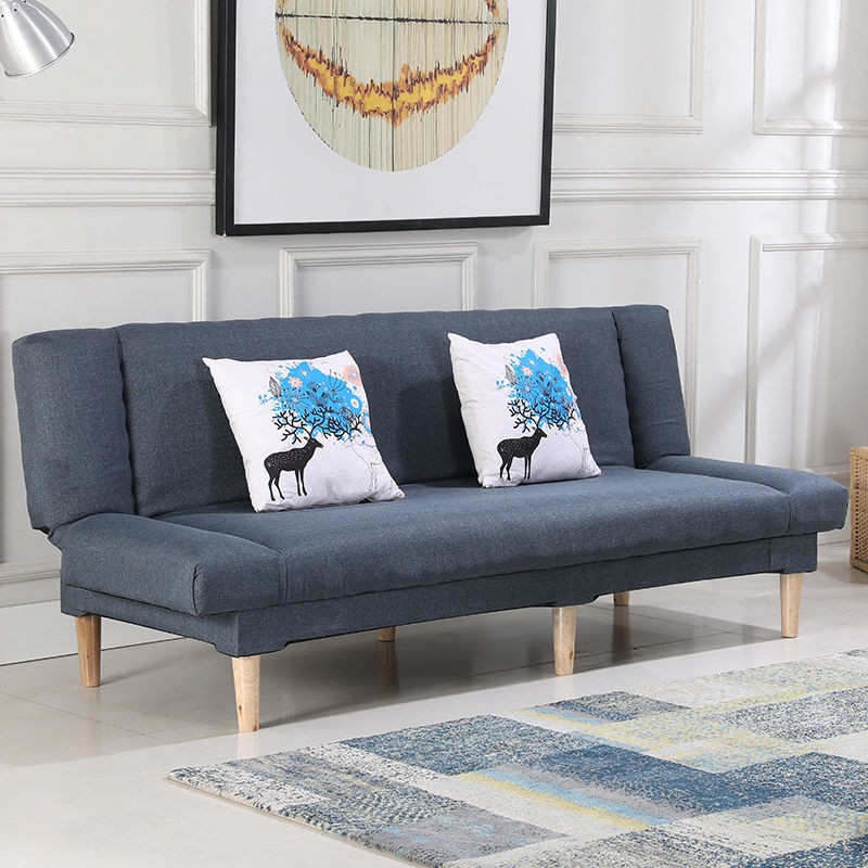 sofa giường đôi gỗ đặc đa chức năng Đơn giản cho thuê nguyên khối giá rẻ Căn hộ nhỏ hiện đại và vải