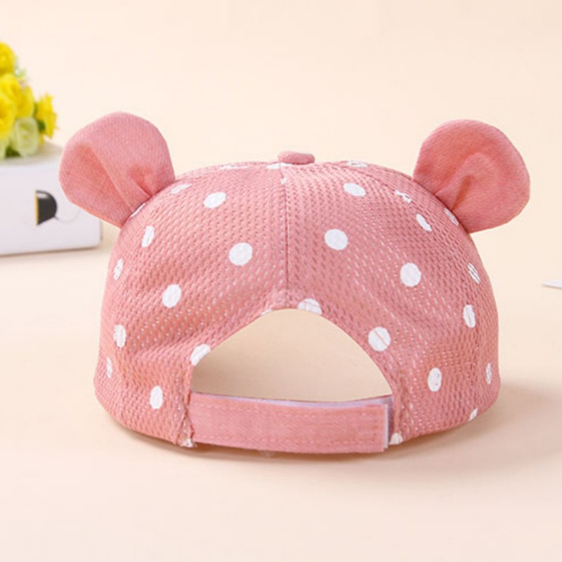 Mũ lưỡi trai mềm mại họa tiết chấm bi in hình mặt cười đáng yêu cho bé