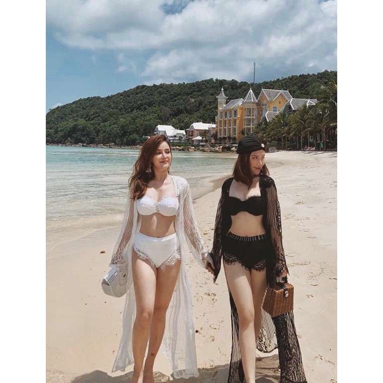 Đồ bơi bikini 2 mảnh vai ren Hàn Quốc phom vừa