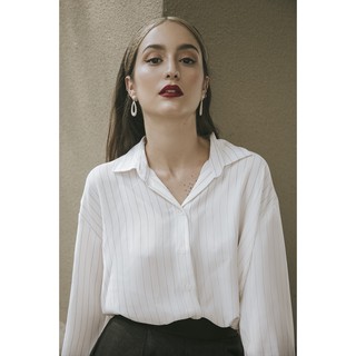 [thelegswork] Evette Shirt | Áo sơ mi oversized sọc đen.