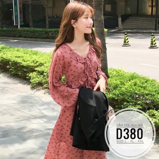 Bigsize Đầm xòe hoa nhí D380
