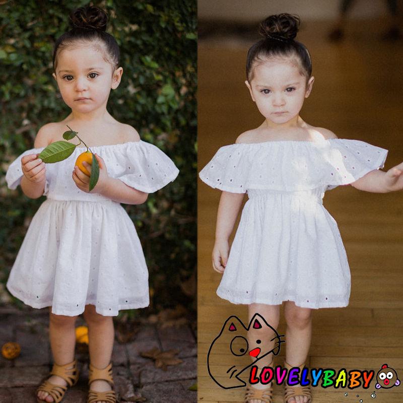 Đầm Ren Trễ Vai Dễ Thương Cho Bé Gái