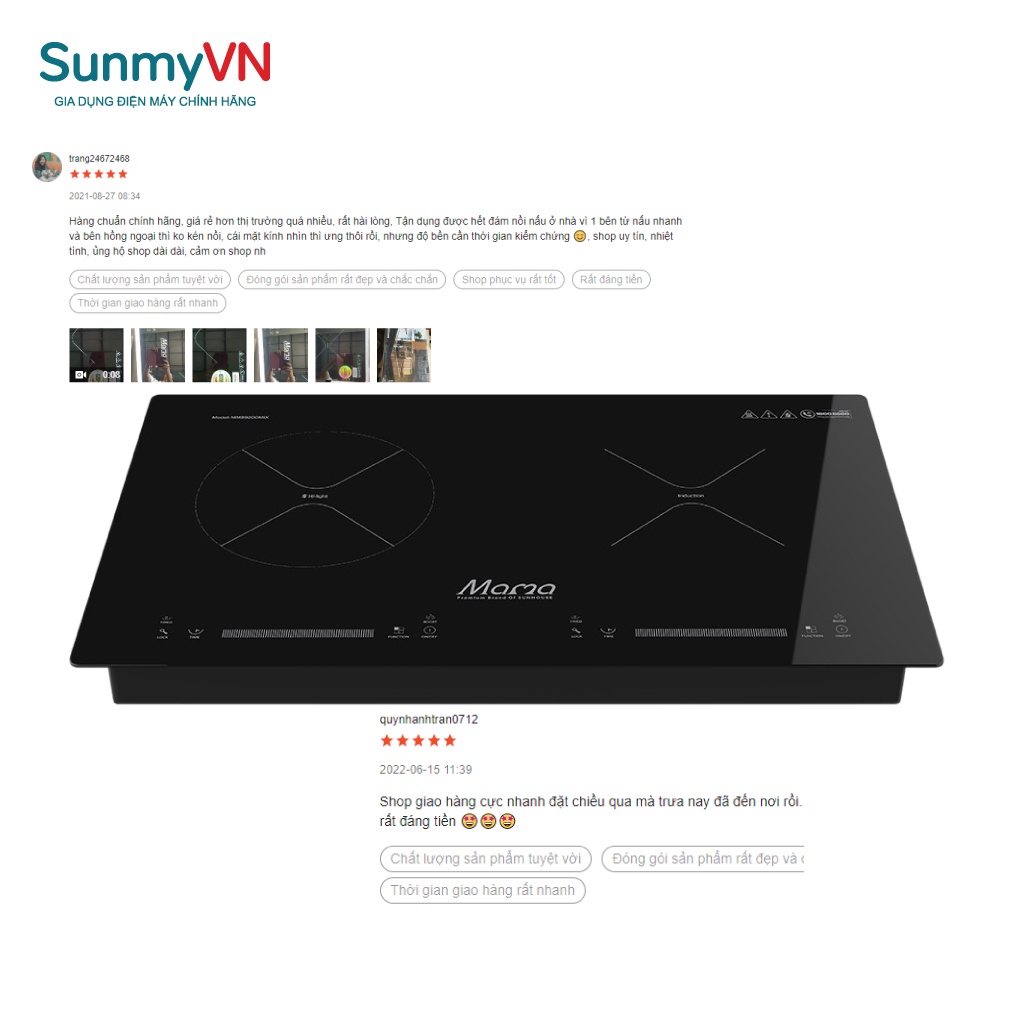 Bếp từ hồng ngoại lắp âm Sunhouse Mama MMB9200MIX- Bảo hành chính hãng