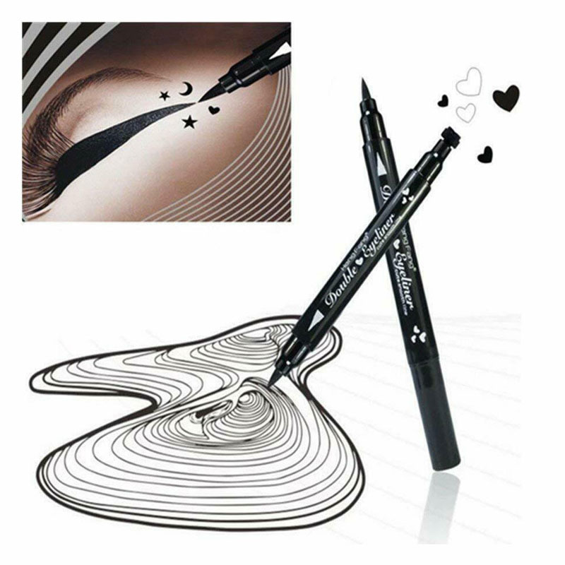 Bút kẻ mắt nước hai đầu màu đen chống thấm nước đầu hình sao/ trái tim