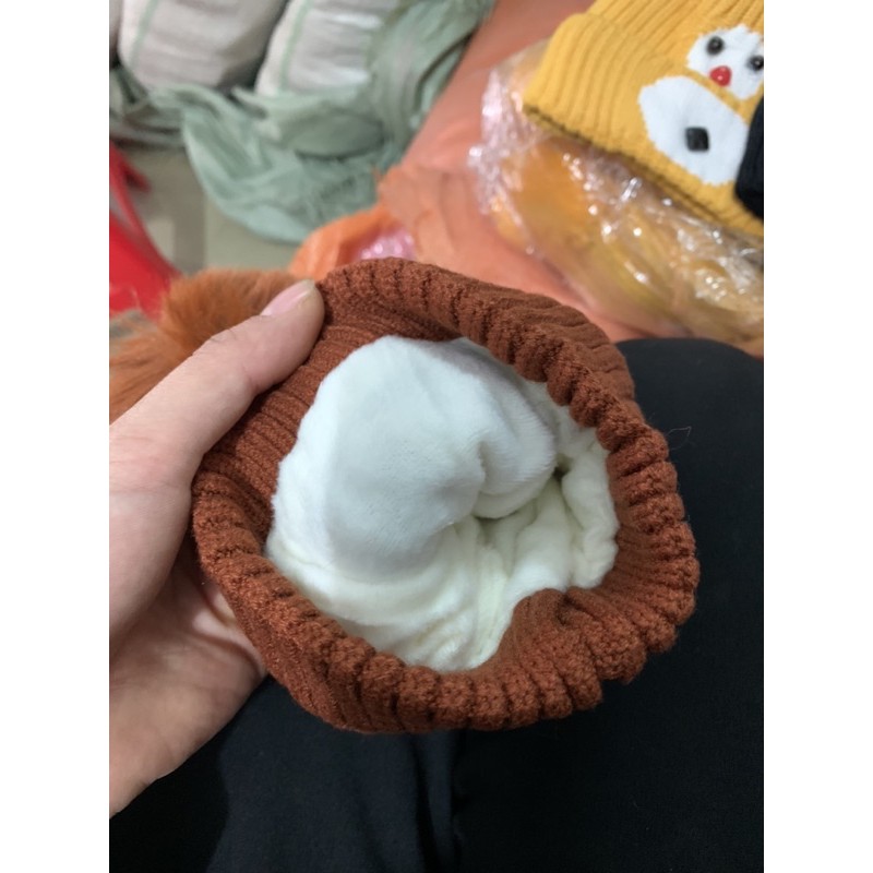 Mũ len quả bông mềm mịn siêu ấm cho bé từ 1- 6 tuổi