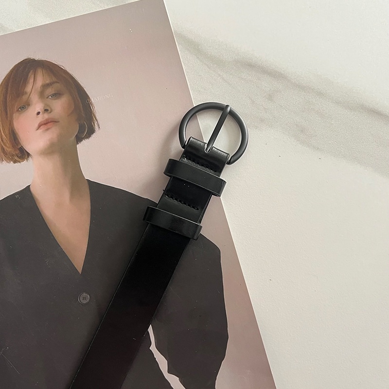 Thắt lưng 19611 màu đen có khóa đa năng kiểu Hàn Quốc thời trang đơn giản cho học sinh
