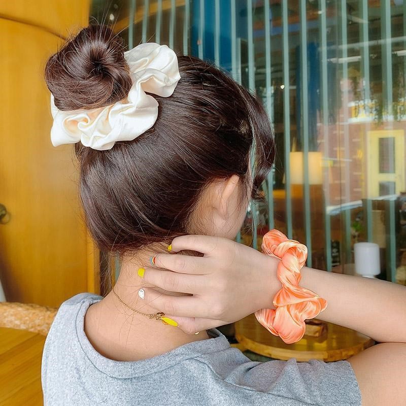 Scrunchies dây buộc tóc vải hàn quốc sắc màu dễ thương