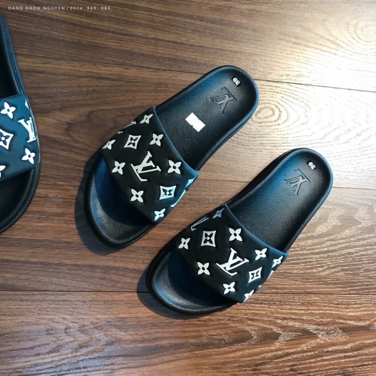 DÉP QUAI NGANG LV VÂN HOA TRẮNG - DÉP NAM EO VI QUAI HOA