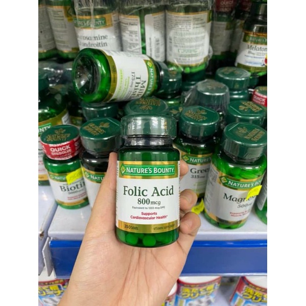 Viên bổ sung sắt, bổ máu Folic Acid 400mg 800mg cho người lớn và bà bầu, cho con bú 250 viên