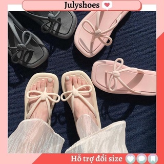 Dép tông nữ đi biển thắt nơ xỏ ngón cao su êm chân mẫu mới