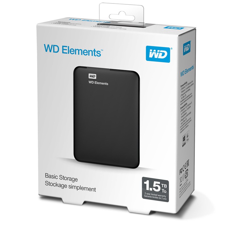 Ổ cứng di động Western Digital Elements 1.5TB WDBU6Y0015BBK-WESN - Bảo hành 2 năm tại WD Việt Nam