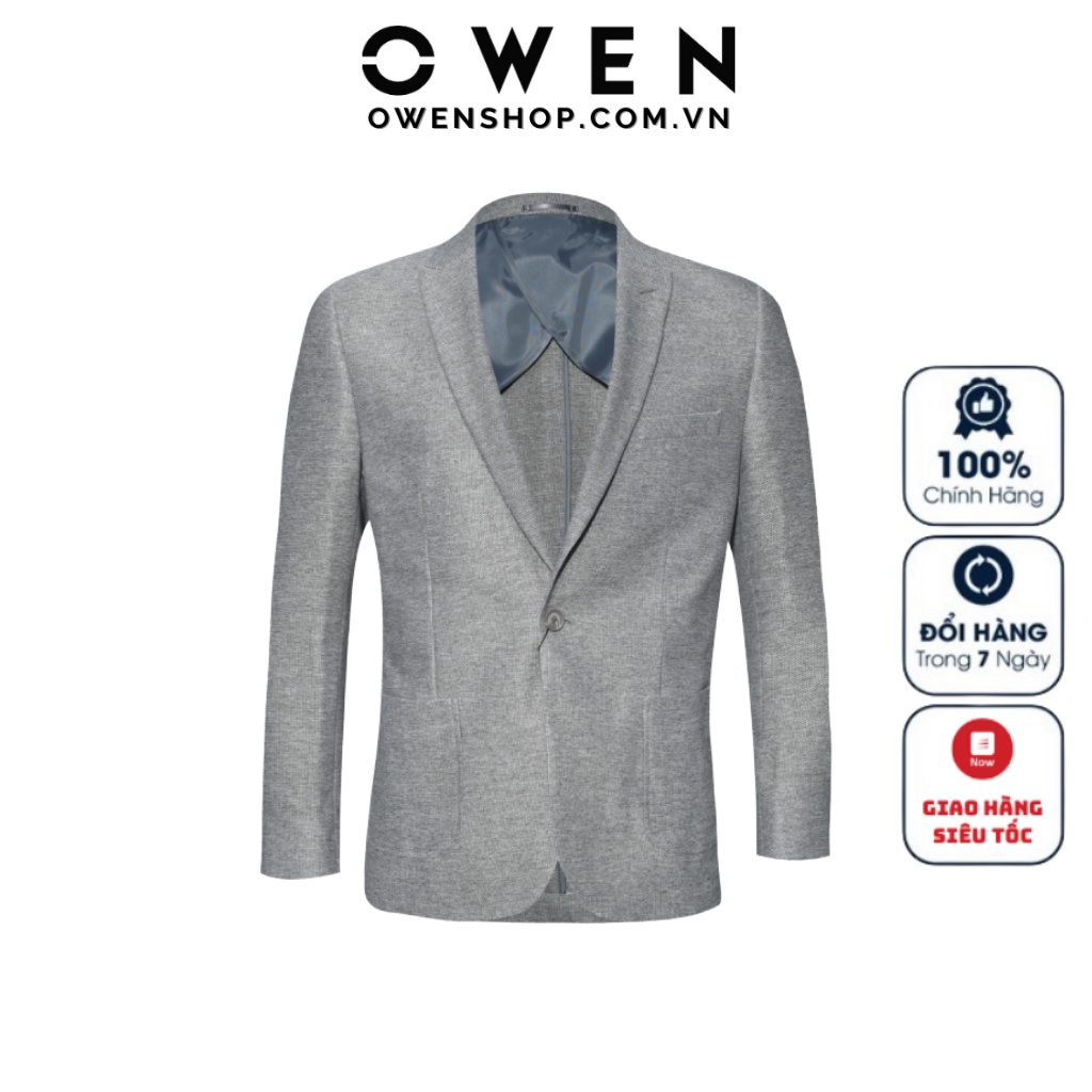 Áo Blazer Nam Owen BL23611 Áo Khoác Vest Hàn Quốc Cao Cấp Chất Vải Gỗ Namu Mỏng Màu Be Tối