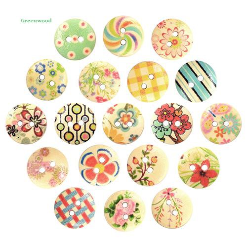 Bộ 100 khuy gỗ 2 lỗ nhiều màu kích thước 15mm
