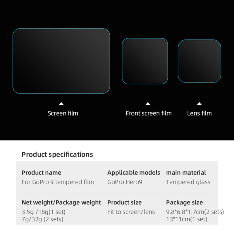 Kính Cường Lực Bảo Vệ Màn Hình Cho Máy Ảnh Thể Thao Gopro- Hero 9