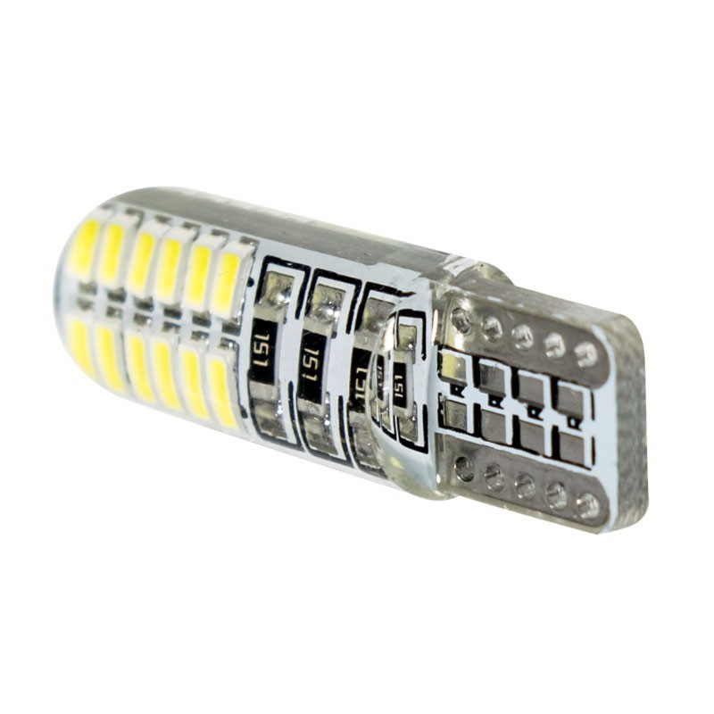 10pcs T10 W5W 24 SMD 3014 đèn nội thất LED Đèn chỉ thị chiều rộng silicone 12V nêm đèn trần tự động tạo hình