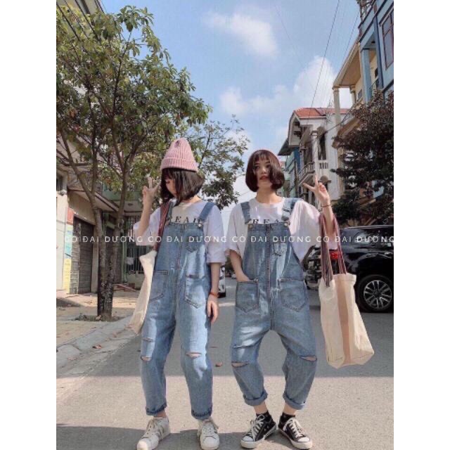 Yếm jean dài nữ JL JohnsonLi túi hộp – yếm bò ulzzang phong cách hàn quốc LB05