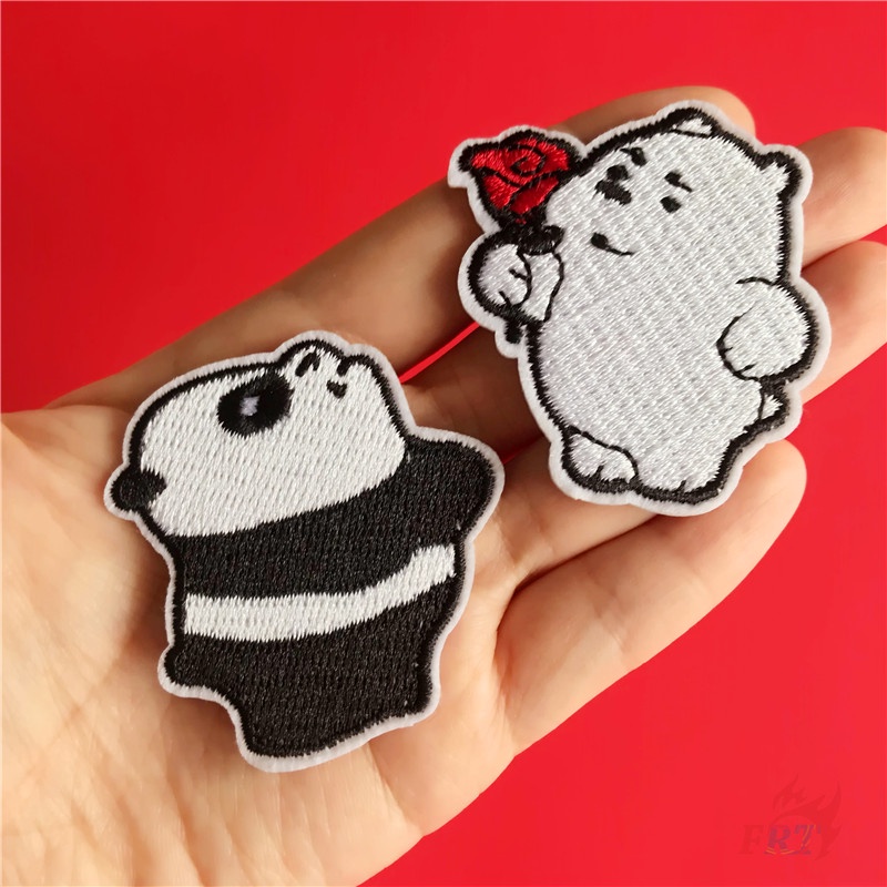 ♚ Miếng Dán Ủi Quần Áo Hình we bare bears Hoạt Hình ♚ 1 Huy Hiệu Cài Áo Hình Gấu Trúc Băng Giá