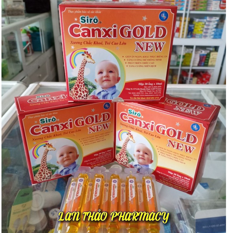 [CHÍNH HÃNG] SIRO CANXI GOLD NEW GP HỘP 20 ỐNG GIÚP BÉ ĂN NGON CAO LỚN VỊ THƠM NGON DỄ UỐNG