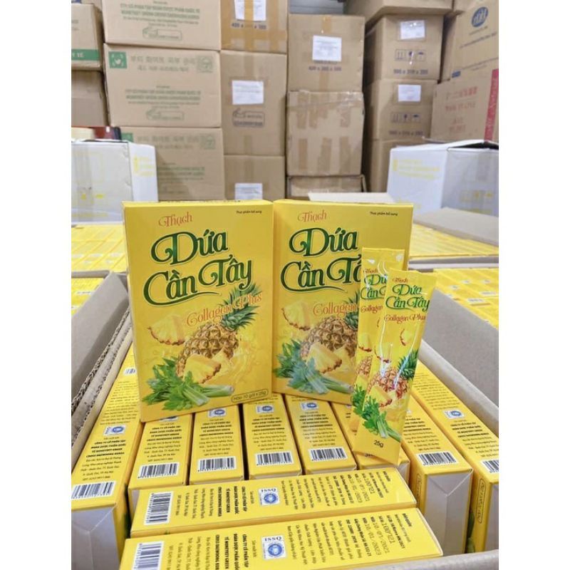 [Hộp 10 gói - Thạch dứa giảm cân, mẫu mới thêm cần tây] - Cam kết chính hãng