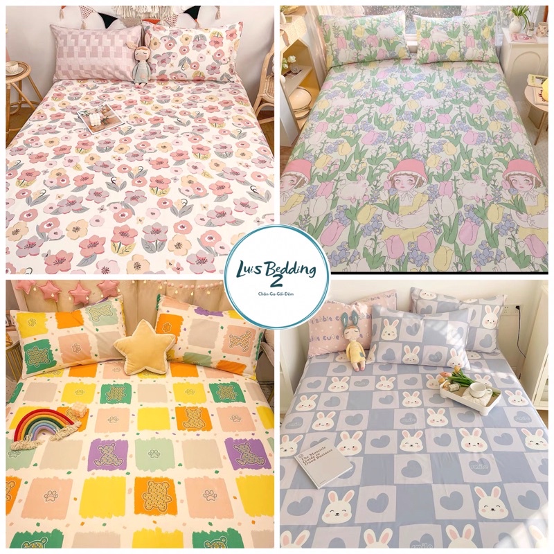 Ga Và 2 Vỏ Gối Cotton Living Chất Siêu Mềm Mát,Thấm Hút Mồ Hôi,Mẫu Đa Dạng Đủ Kích Thước