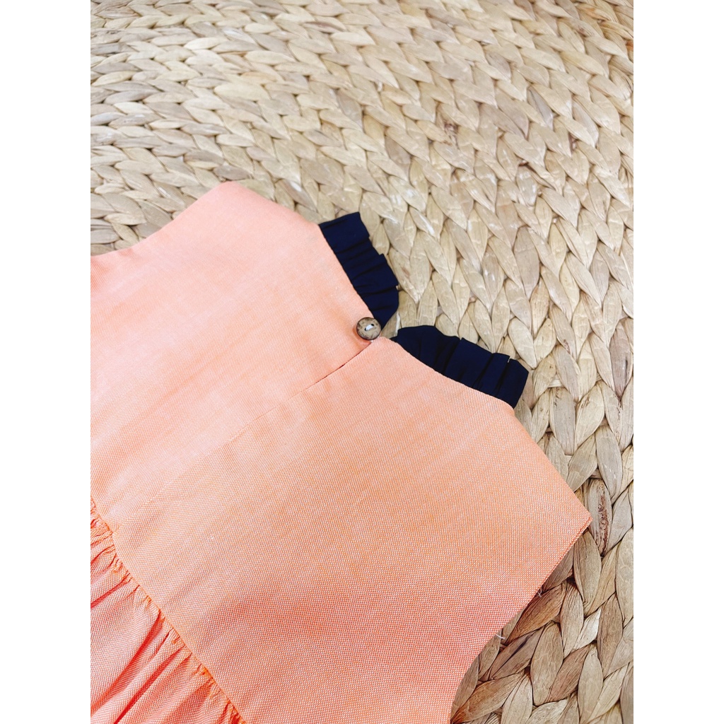 Đầm Sát Nách Nơ Cổ Màu Cam Cho Bé Gái SoraChan - M084