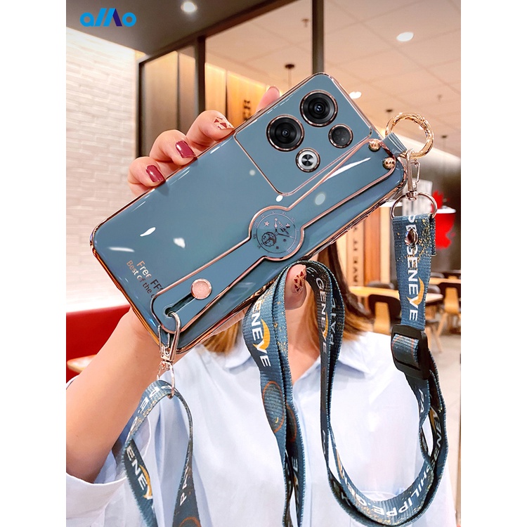 Ốp Điện Thoại Mạ Điện Chống Sốc Có Dây Đeo Cho oppo a79 a98 5g reno8 pro 5g 4g reno8 z 5g a77 4g