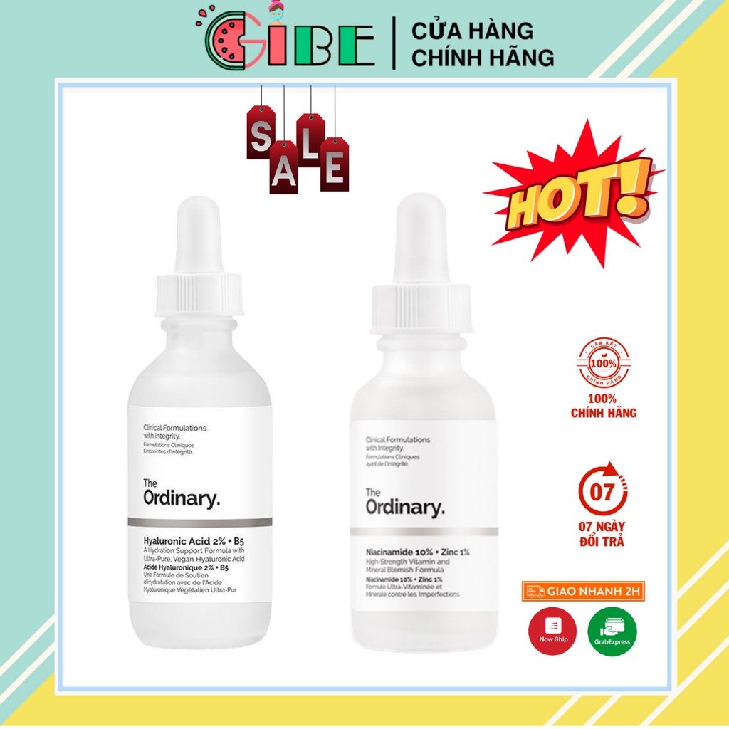 Serum The Ordinary Niacinamide 10% 30ml + Hyaluronic Acid 2% + B5 30ml - GIBE STORE