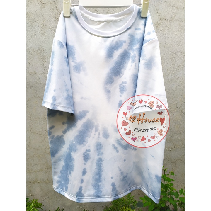 Áo phông / Áo thun tay lỡ loang màu in chữ unisex freesize