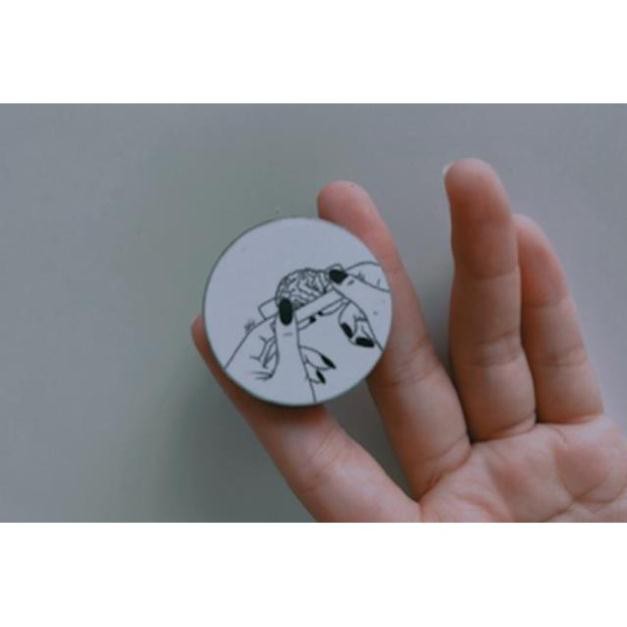 BZZ Giá đỡ điện thoại popsocket chủ đề aesthetic màu đen