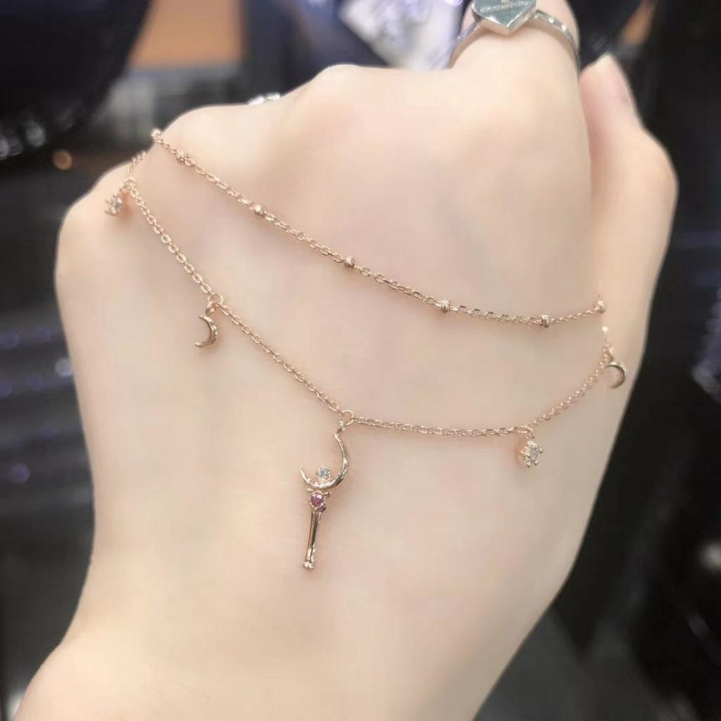 Dây chuyền Sailor Moon Đồng thương hiệu Sterling Silver Vòng cổ Xương đòn Chuỗi Mặt dây chuyền Anime Ngoại vi