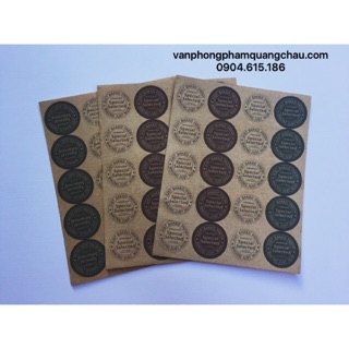 Sticker tem handmade tròn - Set 03 tờ