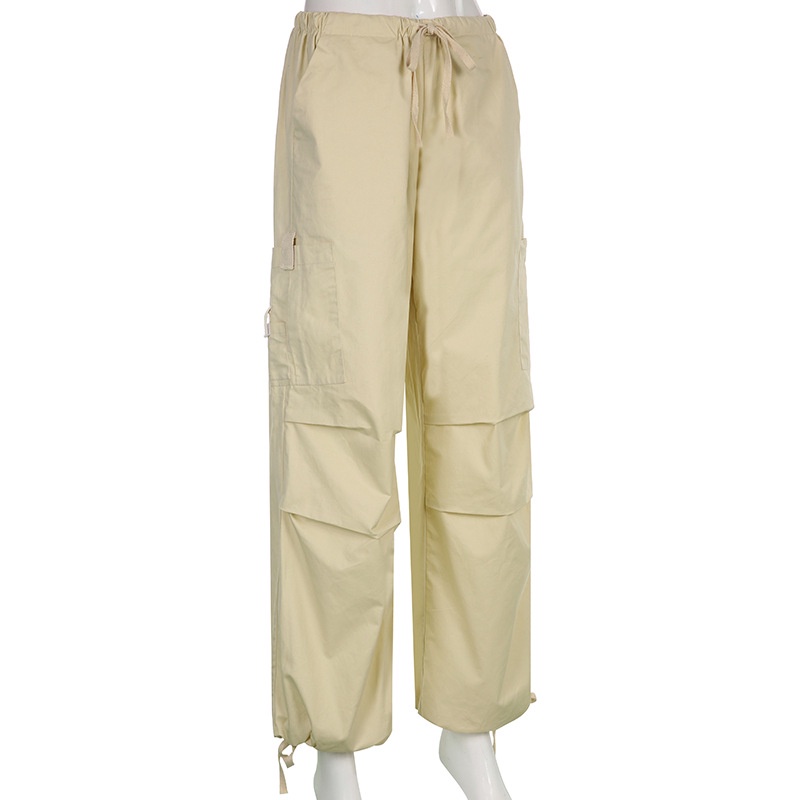 Quần Ống Rộng Lưng Thấp Kiểu Cách Độc Đáo Có Túi 2022 Cho Nữ