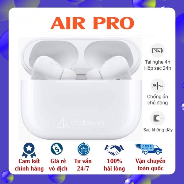 Tai nghe Bluetooth pro Công Nghệ TWS Chống Ồn Cảm Ứng Có Sạc ko dây Cao Cấp Dùng Cho Cả iOS và Android
