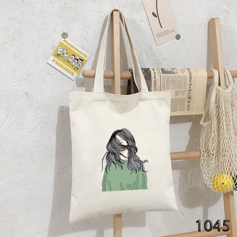 TÚI TOTE TRẮNG CHẤT VẢI CANVAS 1045 SAD SISTER DỄ THƯƠNG HÀNG CHUẨN ĐẸP