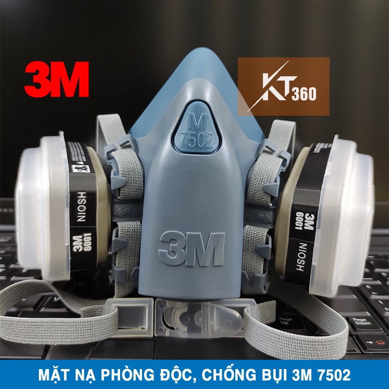 Mặt Nạ Phòng Độc Sơn, PU, Thuốc Trừ Sâu (Phin Lọc USA). Mặt Nạ 3M 7502 Chống Khí Độc &amp; Bụi Mịn PM 2.5