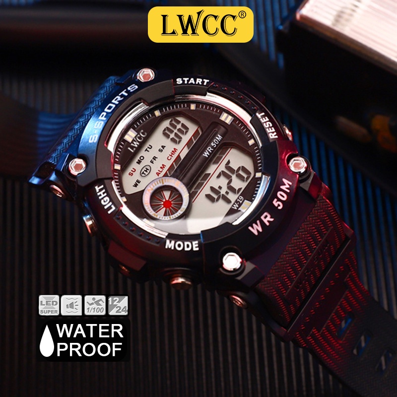 LWCC Đồng hồ kỹ thuật số thời trang đồng hồ chống nước