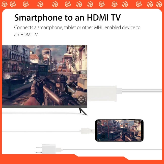 Bộ chuyển đổi MHL Micro USB sang HDMI HD 1080P TV cho điện thoại Android , máy tính bảng