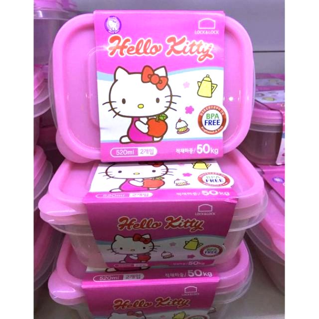 Bộ 2 Hộp Nhựa Hello Kitty Lock&amp;Lock LKT804 - 520Ml