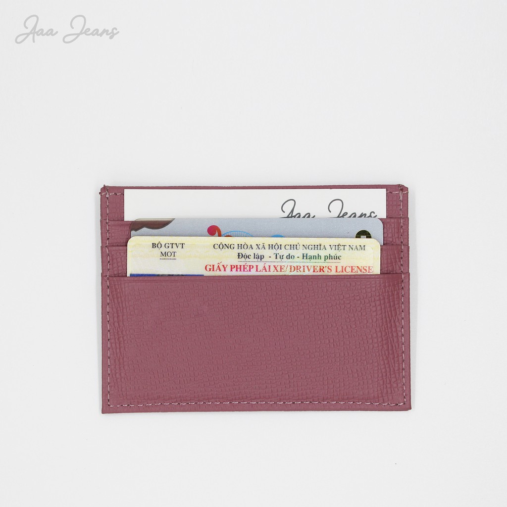 Ví mini đựng thẻ card holder da thật cao cấp saffiano - genuine leather nam nữ Aaa Jeans