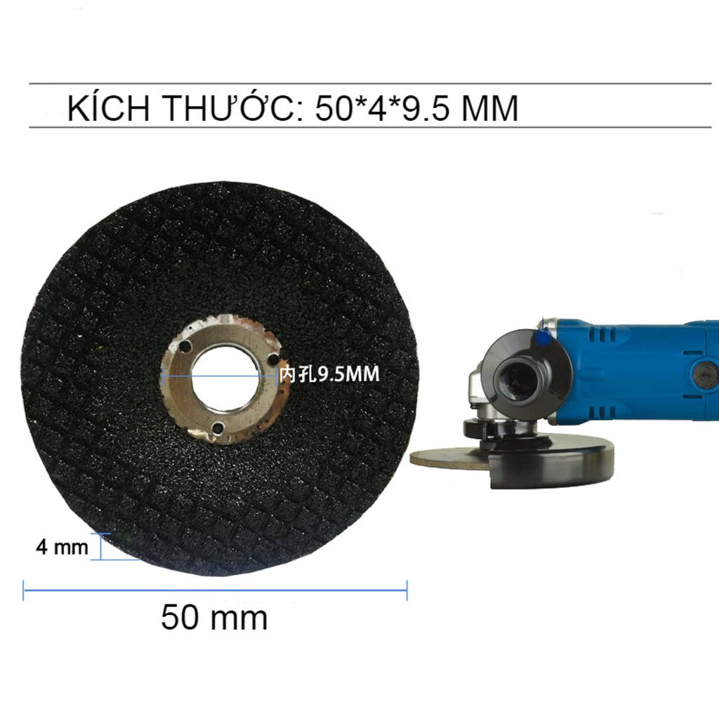 Đĩa nhám mài, đánh bóng bánh xe và các vật liệu kim loại chuyên nghiệp loại 50mm màu đen