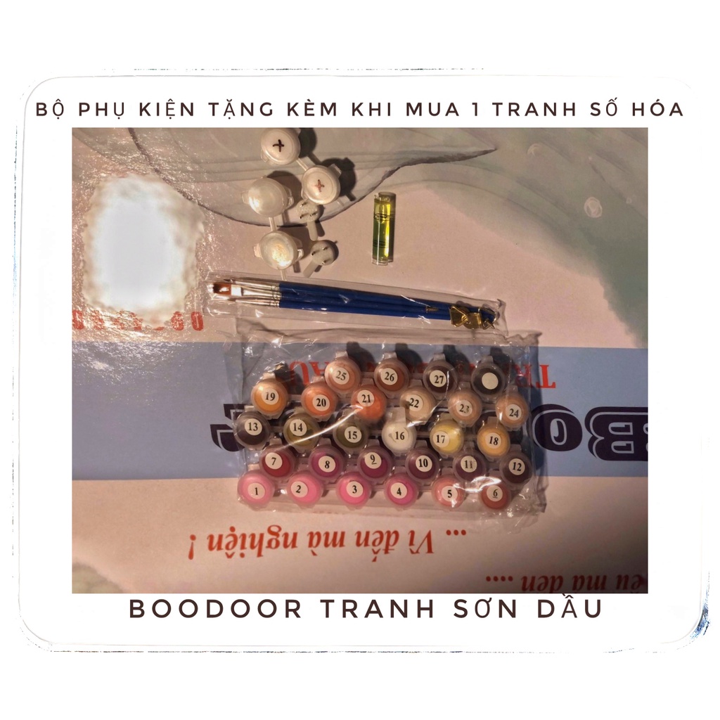 Tranh tô màu số hóa côbé tóc xù tổng hợp- Boodoor Tranh Sơn Dầu