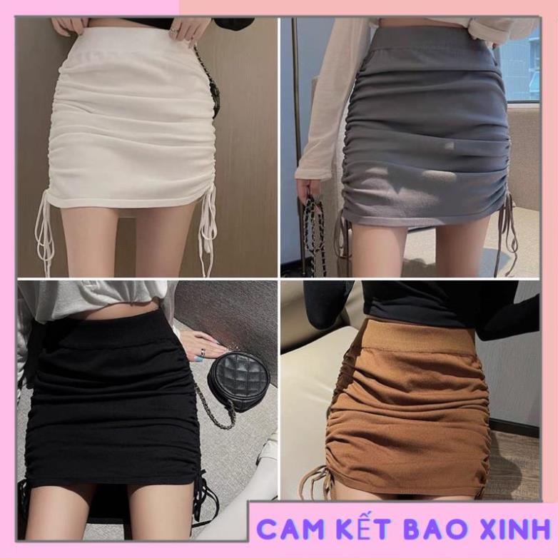CHÂN VÁY RÚT DÂY HAI BÊN ÔM BODY ( KÈM QUẦN TRONG) CÓ 4 MÀU [Hàng Siêu Cấp]
