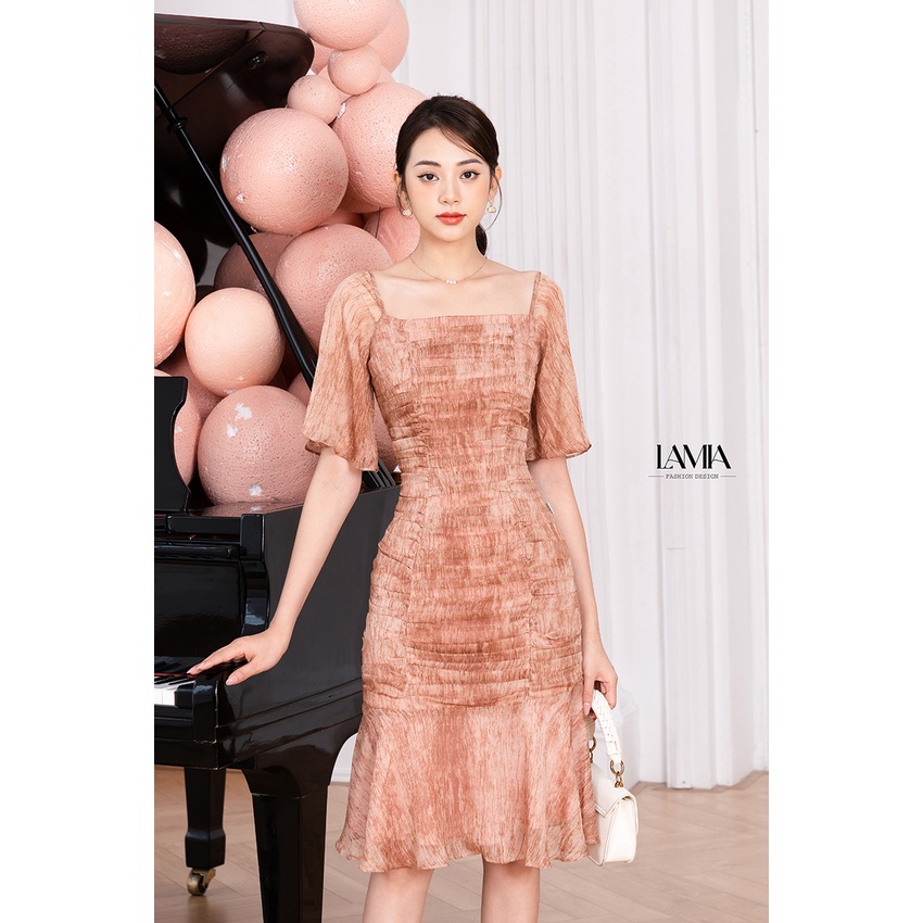 Đầm nữ hè Lamia Design LUXD003 màu nâu vân gỗ