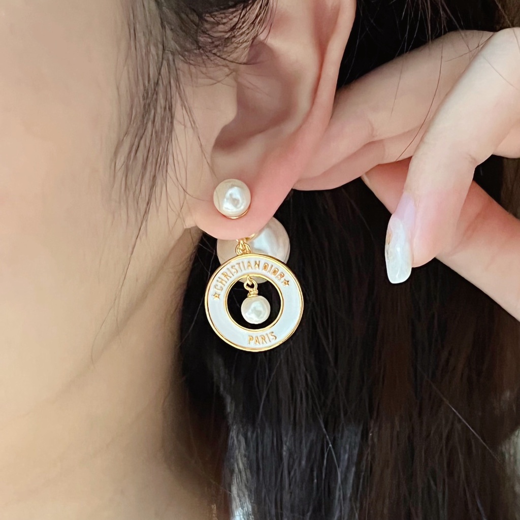 Bông tai đính ngọc trai Dior dành cho nữ men Hoa tai