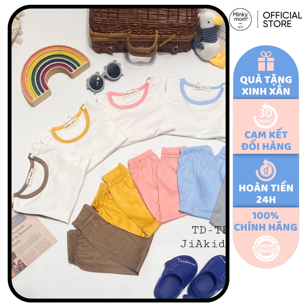 [SALE] Bộ Quần Áo Bé Gái, Bé Trai Minky Mom Hoạ Tiết Phối Trắng, Bộ Dài Tay Thun Lạnh Cho Bé Mặc Nhà MKMTD2227