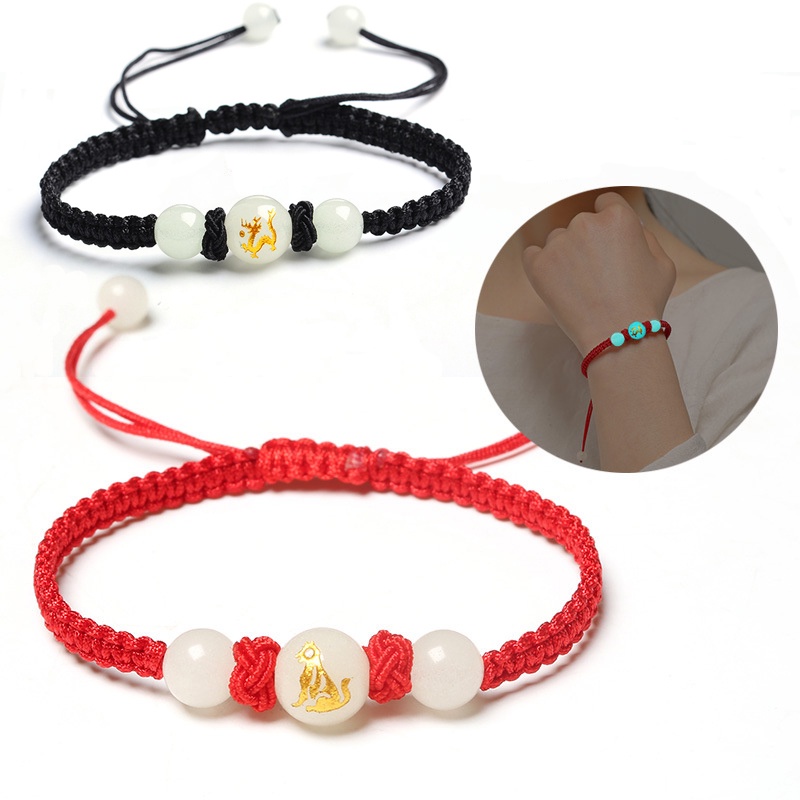 Vòng Đeo Tay Bella - Bee Dây Bện Thủ Công Chuỗi Hạt Phát Sáng Mặt 12 Cung Hoàng Đạo Tùy Chọn Thời Trang Cho Cặp Đôi