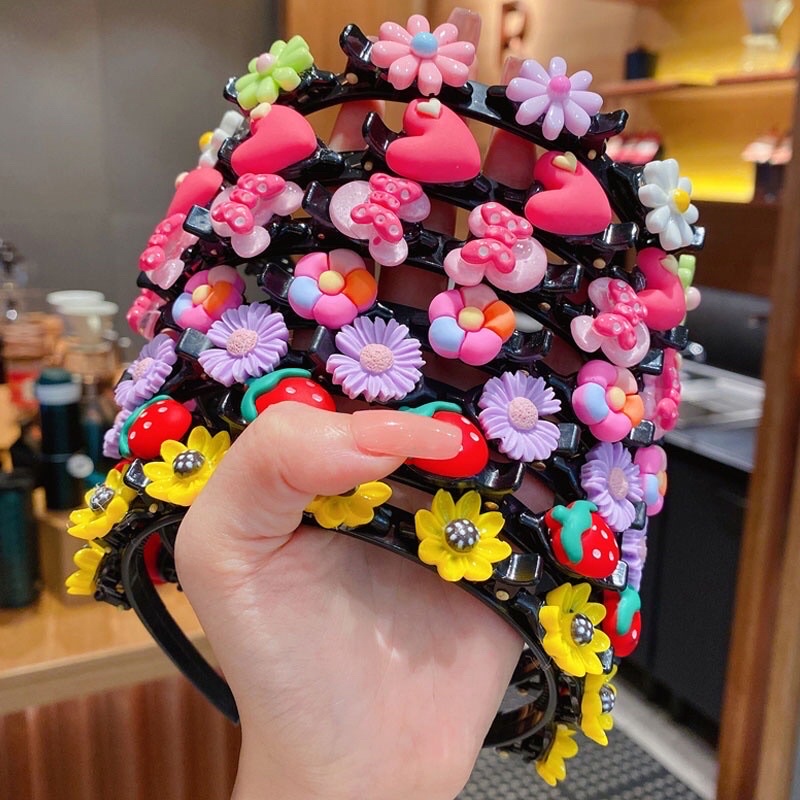 Bờm xược tóc Hàn Quốc đính hoa quả cho bé siêu cute